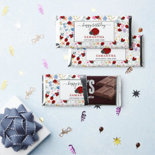 Cute Ladybugs Wildflowers Floral Birthday Favor Hershey Bar Favors