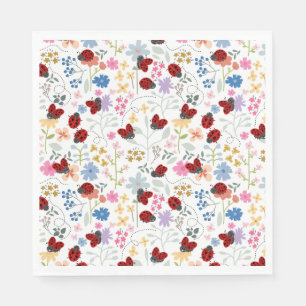Cute Ladybugs Wildflowers Whimsical Floral Napkins