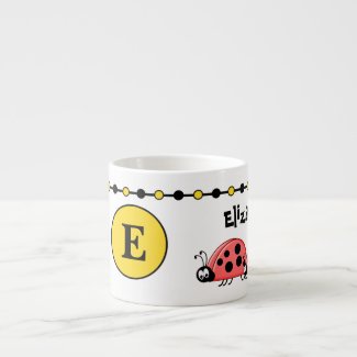 Cute ladybugs yellow black with stars child's espresso cup