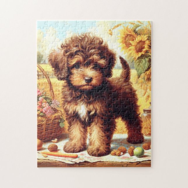 Cute Lagotto Romagnolo Painting Jigsaw Puzzle (Vertical)