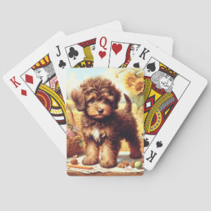 Cute Lagotto Romagnolo Painting Poker Cards