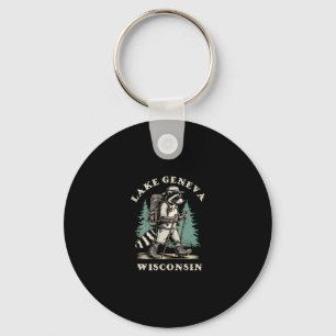 Cute Lake Geneva Wisconsin Hiking Trail Adventure  Keychain