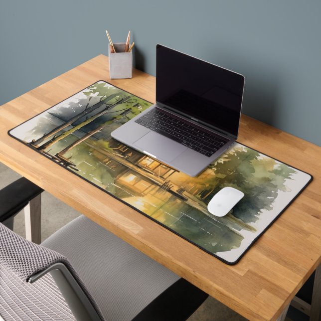 cute lake side cabin lovers desk mat (Office 2)
