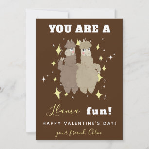Cute Lama Couple Friends School Class Valentine Holiday Card