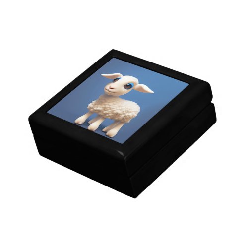 Cute lamb 3d illustration gift box