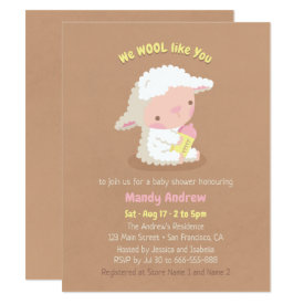 Cute Lamb and Bottle Baby Shower Party Invitations