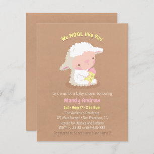 Cute Lamb and Bottle Baby Shower Party Invitations