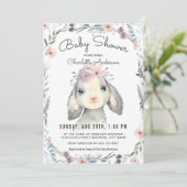 Cute Lamb and Flowers Baby Shower Invitation (Standing Front)