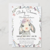 Cute Lamb and Flowers Baby Shower Invitation (Front)
