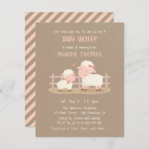 Cute Lamb and Mommy Baby Shower Party Invitations