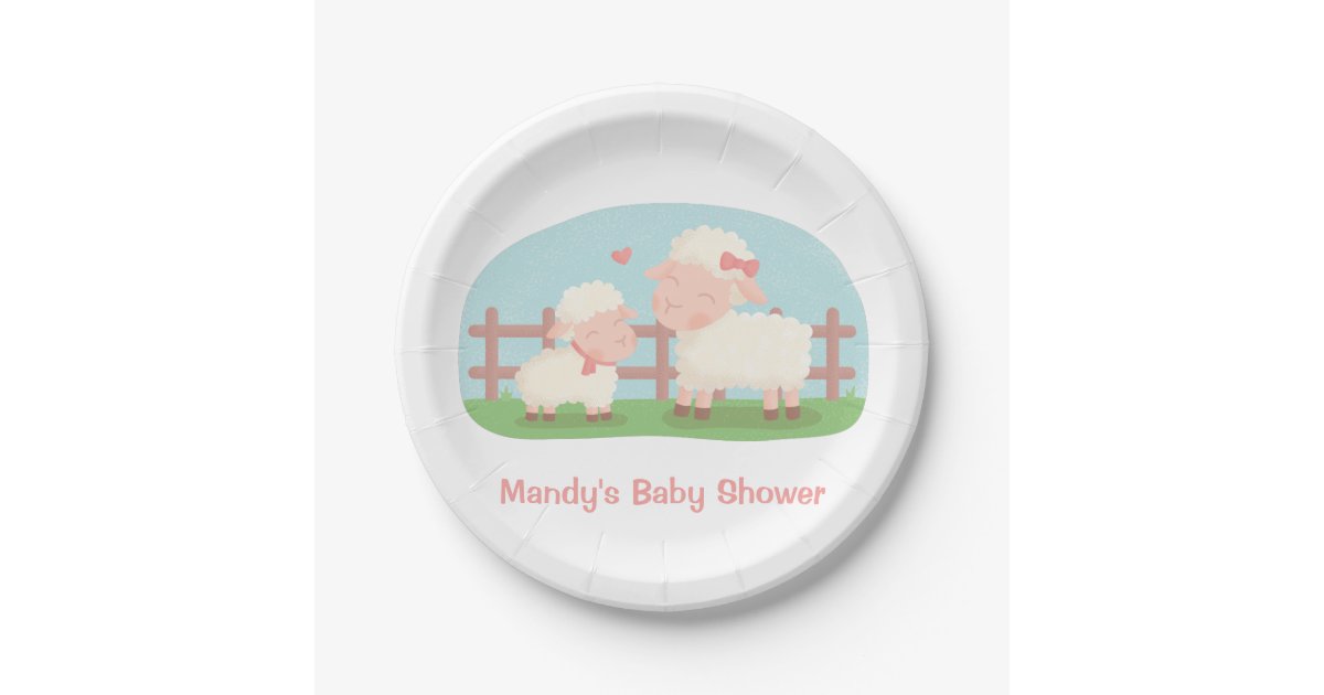 Cute Lamb And Mommy Farm Baby Shower Supplies Paper Plate