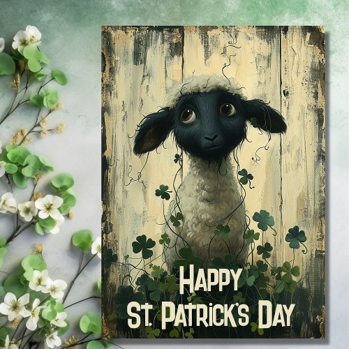 Cute Lamb and Shamrocks St Patricks Day Card