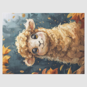 Cute Lamb Autumn Illustration Decoupage Tissue Paper