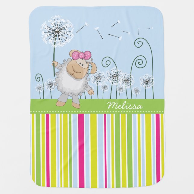 Cute Lamb Baby Blanket (Front)