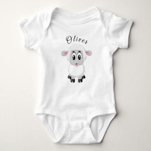 Cute lamb  baby bodysuit. Personalized Bodysuit (Front)