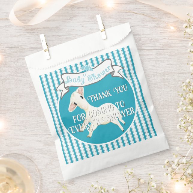 Cute Lamb Baby Boy  Favor Bag (Clipped)