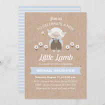 Cute Lamb Baby Boy Shower Invitation