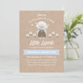 Cute Lamb Baby Boy Shower Invitation (Standing Front)