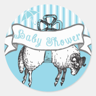 Cute Lamb Baby Boy Shower Sticker