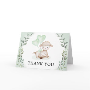 Cute Lamb Baby Sheep Greenery Eucalyptus Thank You Card