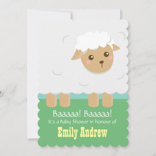 Cute Lamb Baby Shower Gender Neutral Invitation