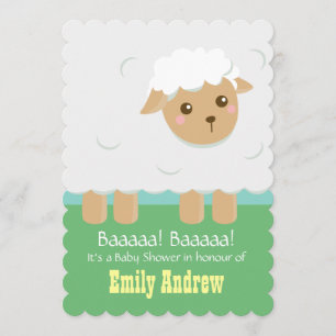 Cute Lamb Baby Shower Gender Neutral Invitation