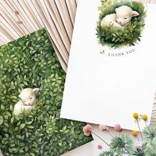 Cute Lamb Baby Shower Watercolor Thank You Cards