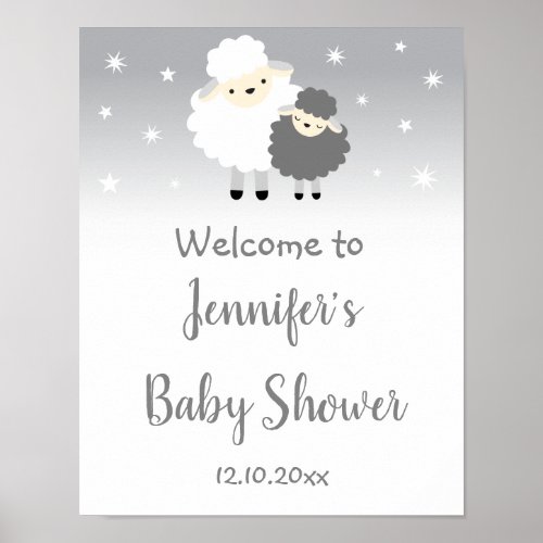 Cute Lamb Baby Shower Welcome Sign