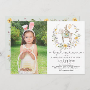 Cute Lamb Bunny Wildflower Easter Brunch Egg Hunt Invitation