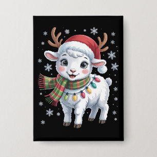 Cute Lamb Christmas Funny Animal Lover Farmer Button