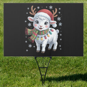 Cute Lamb Christmas Funny Animal Lover Farmer  Sign