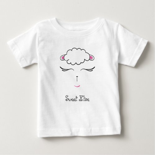 Cute Lamb face pink and white Baby T_Shirt