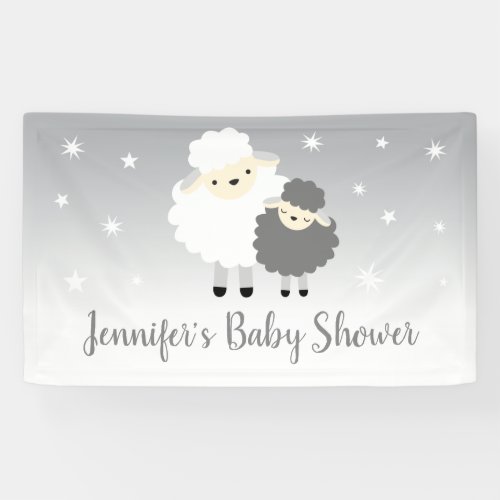 Cute Lamb Gray  White Baby Shower Banner