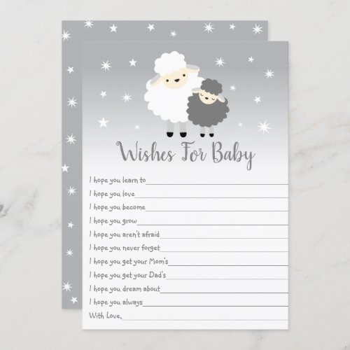 Cute Lamb Gray  White Wishes For Baby Invitation