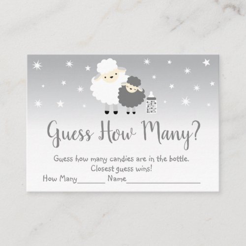 Cute Lamb Guess How Many Shower Game Place Card