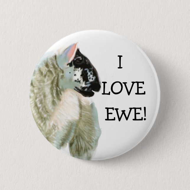Cute Lamb Loves Ewe Button (Front)