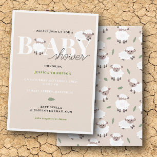 Cute Lamb Modern Cute Farm Animals Baby Shower Invitation