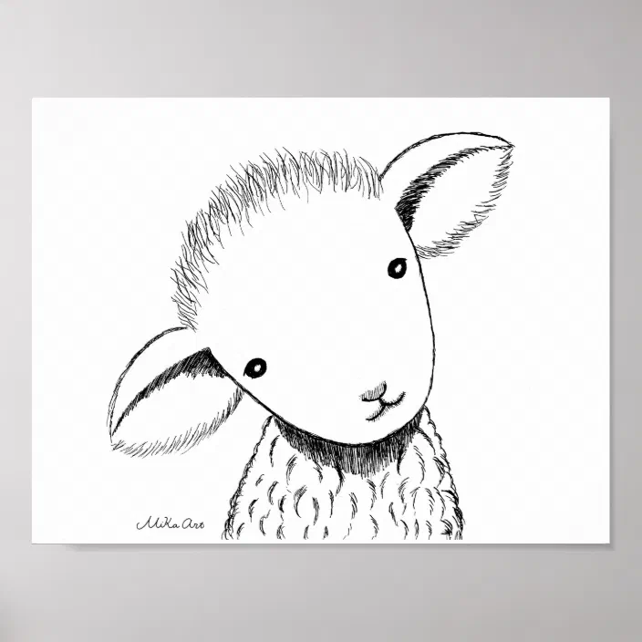 Cute Lamb Nursery Decor Drawing Farm Animal Zazzle Com Cute Lamb Nursery Decor Drawing, Farm Nursery Decor