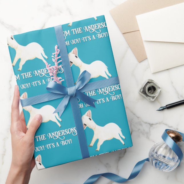 Cute Lamb Oh Joy It's a Boy From Your Name Custom Wrapping Paper (Gifting)