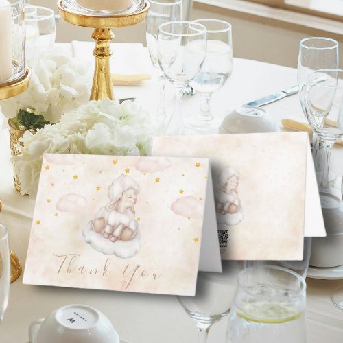 Cute Lamb Pinky Dust stars Baby Shower Thank You Card