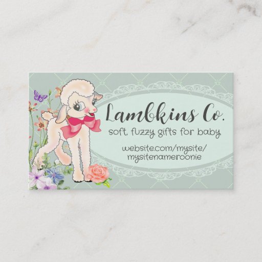 Customizable cute lamb sheep wool knitting crochet baby sewing business card