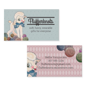 Cute lamb sheep wool knitting crochet yarn busines business card