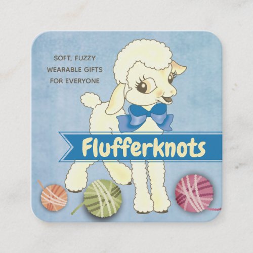 Cute lamb sheep wool knitting crochet yarn busines square business card