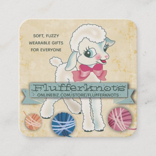 Cute lamb sheep wool knitting crochet yarn busines square business card