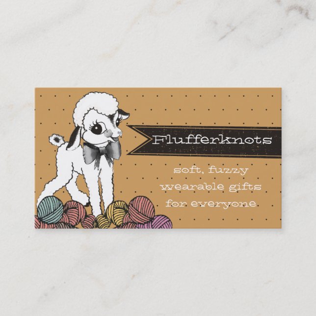 Cute lamb sheep wool knitting crochet yarn business card (Front)