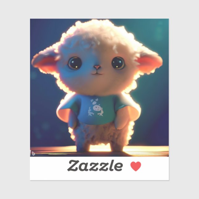 Cute lamb with a t-shirt sticker (Sheet)
