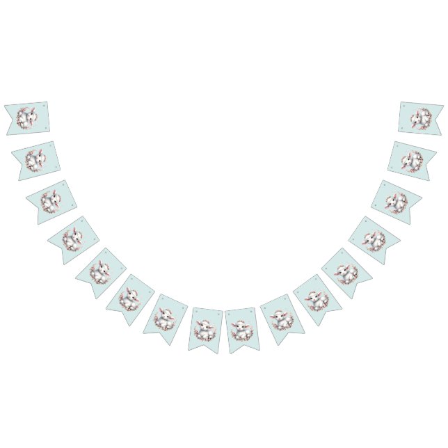 Cute Lamb with Floral Crown Illustration Bunting Flags (All)