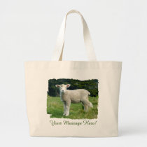 Cute Lamb with Muddy Face in Meadow Personalizable Large Tote Bag
