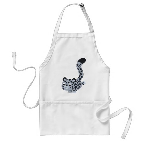 Cute Landing Cartoon Snow Leopard Apron