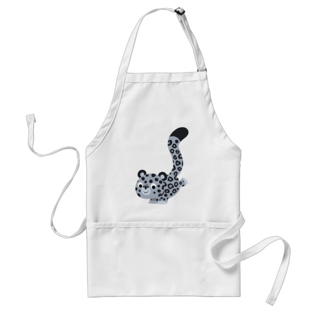 Cute Landing Cartoon Snow Leopard Apron (Front)